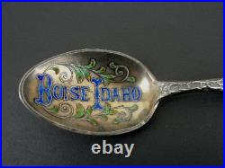 Vintage Boise Idaho Enamel on Bowl Sterling 925 Silver Souvenir Spoon