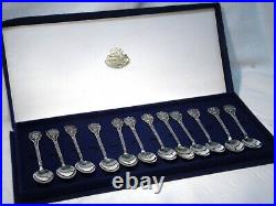 Vintage Columbia Columbian Sterling Silver Souvenir Coffee Spoon Set /12