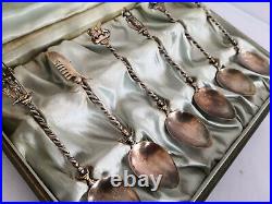 Vintage Demitasse 800 Silver sterling coffee Spoons Set souvenir antique Venice