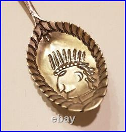 Vintage Fred Harvey Native American Sterling Silver Spoon Indian Chief Head
