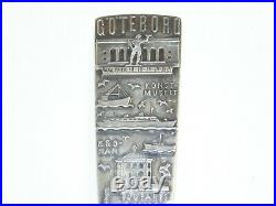 Vintage Hallberg Signed Sweden Sterling Silver Souvenir Spoon Gothenburg LRG