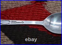 Vintage Harvey Era Navajo Thunderbird & Turquoise Stamped Silver Spoon
