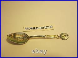 Vintage Hot Springs, VA 4.5 Painted Enamel Sterling Silver Souvenir Spoon