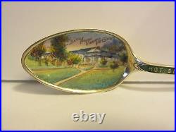 Vintage Hot Springs, VA 4.5 Painted Enamel Sterling Silver Souvenir Spoon