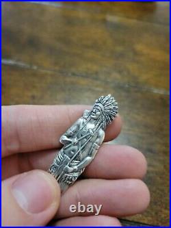 Vintage Incredibly Detailed Full Figure Sterling Silver Indian Spoon
