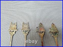 Vintage India Sterling Silver Spoon Set of 6 Meenakshi Taj Mahal Temple 52gr