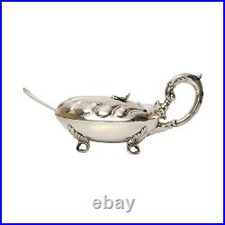 Vintage Italy 800 Silver Stancampiano Shell Sugar Bowl and Spoon #9433