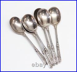 Vintage LOT of Six ENGLISH Sterling Demitasse Spoons Wheat Motifs 4.25 Long