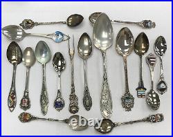 Vintage Lot of 16 Vintage Sterling Silver Souvenir Spoons & Forks