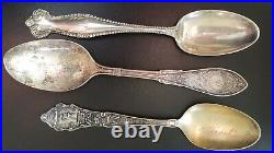 Vintage Lot of 9 Sterling Silver Souvenir & Sterling Spoons approx. 171 grams