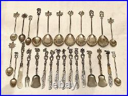 Vintage Lot of Silver Plated Flatware Souvenir Spoon Demitasse Craft NO STERLING