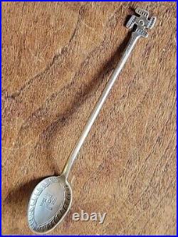 Vintage NAVAJO Long Sterling Silver WHIRLING LOG Souvenir Spoon FRED HARVEY Era