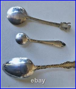Vintage Sterling Silver Demitasse Souvenir Spoons Tongs Shakers Lot Collection