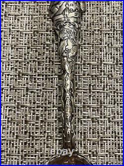 Vintage Sterling Silver Merry Christmas Santa Spoon Very Ornate