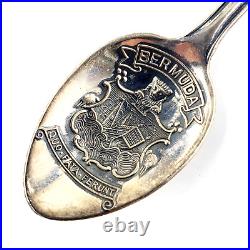 Vintage Sterling Silver Souvenir Spoon Bermuda Quo Fata Ferunt Latin Coat Arms