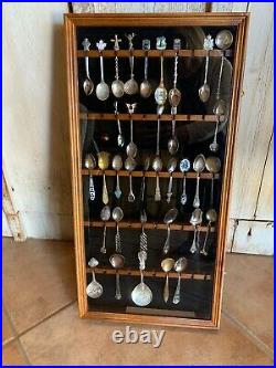 Vintage Sterling Silver Souvenir Spoons Lot Of 35 With Display Case