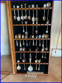 Vintage Sterling Silver Souvenir Spoons Lot Of 35 With Display Case