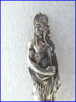 Vintage Sterling Silver Souvenir spoon Native American Full Body Indian Chief