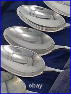 Vintage Teaspoon Coffee Set of 6 Sterling Enamel Spoon Silver Souvenir Box Rare