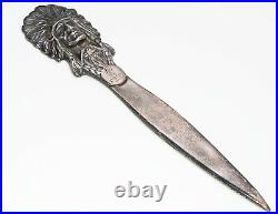 Vintage William B. Kerr American Indian Chief Sterling Silver Letter Opener