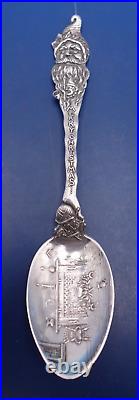 Vintage santa head merry christmas souvenir spoon by Mechanics Sterling Co