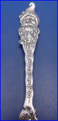 Vintage santa head merry christmas souvenir spoon by Mechanics Sterling Co
