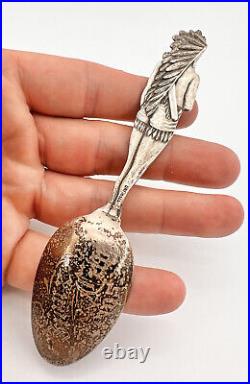Vtg 1905 Iowa Council Oak Native American Indian Sterling Silver Souvenir Spoon
