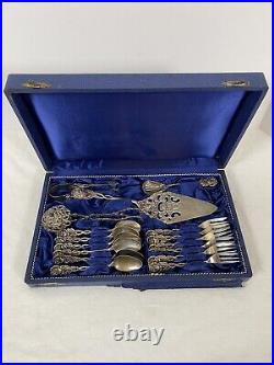 Vtg Fritz Reu & Co. Demitasse German spoons Forks Serving set. 925 & 800 Silver
