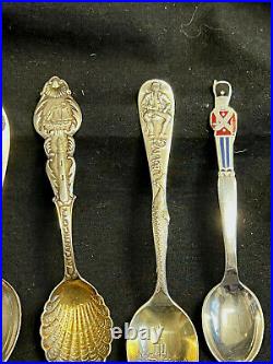 Vtg Lot Of 8 Sterling Silver. 925 Souvenir Spoon 89.72 Grams Decorative