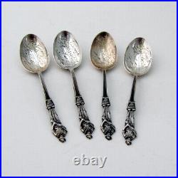 WWI Soldiers With Rifles 4 Souvenir Coffee Spoons Set Watson Sterling Silver