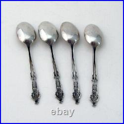 WWI Soldiers With Rifles 4 Souvenir Coffee Spoons Set Watson Sterling Silver
