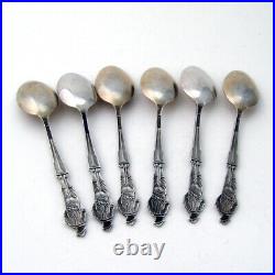 WWI Soldiers With Rifles 6 Souvenir Teaspoons Set Watson Sterling Silver