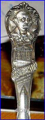 Washington Washinton D. C. 6 Sterling Fancy Enamel Souvemir Spoon 1.1 Ounce