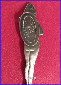 X RARE Full Figure Indian Loin Cloth Shield Sterling Souvenir Spoon North Yakima