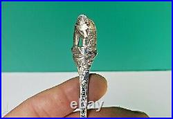 Yellowstone Park Figural Bear Glass Eyes Sterling Silver Souvenir Spoon